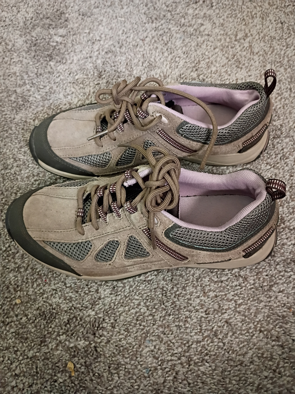 Rockport Taupe Suede & Mesh Sneakers with Soft Pink Lining